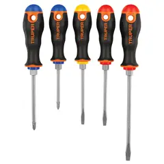 TRUPER - Juego 5 Destornilladores - Mango Comfort Grip