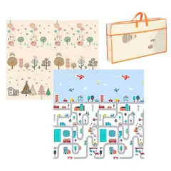 MON PETIT - Alfombra Antigolpe Bebe Plegable Reversible Bolso Autito