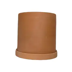 DECOGREEN - MACETERO Y PLATO TERRACOTA CILINDRO L.