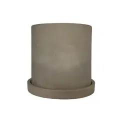 DECOGREEN - MACETERO Y PLATOS CEMENTO CILINDRO L