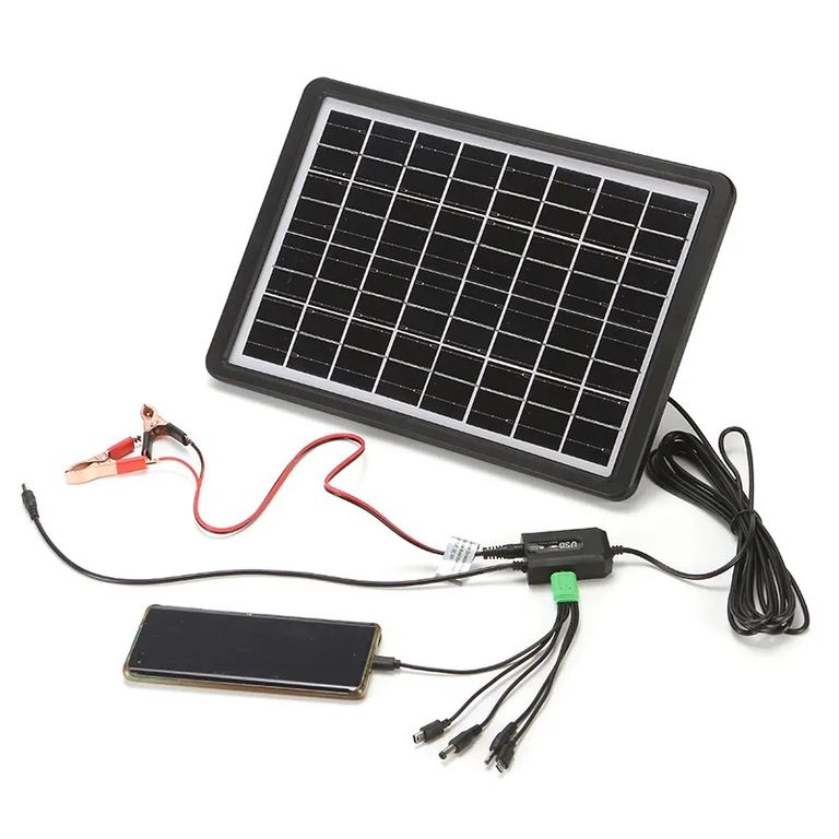 Panel Solar Portátil 15W 16V Exteriores y Emergencia Cable USB 5 en 1