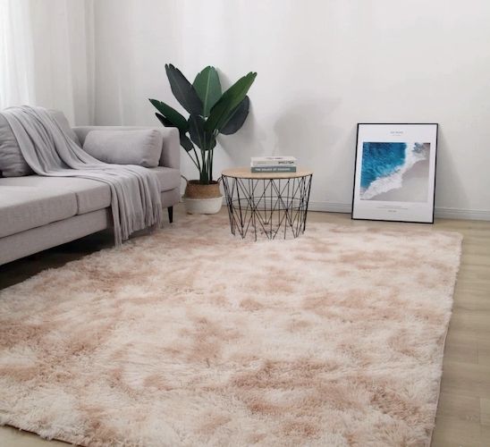 Alfombra Peluda 200cm x 240cm Beige Jaspeado