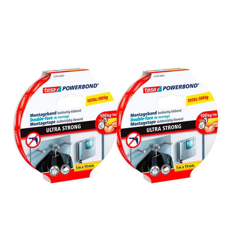 2 Cintas Doble Faz Ultrafuerte, Soporta 500 Kg 5m C/u