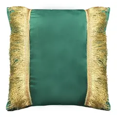ELIZABETH PEPER - COJIN DECORATIVO DISEÑO FESTIVO VERDE Y DORADO 45X45 RELLENO.