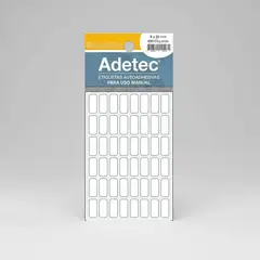 ADETEC - 480 Etiquetas Manual Rectangular Blanca 8x20 mm