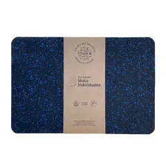 MUKA - Pack 6 Individuales Caucho Reciclado Negro Azul