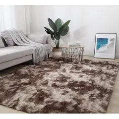 BJ HOGAR - Alfombra Peluda 180cm X 200cm Cafe Jaspeado