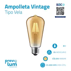 PREVILUM - Ampolleta LED Vintage 8W Ambar modelo Edison