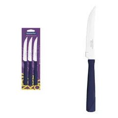 TRAMONTINA - Juego de Cuchillos para Asado Azul 3 Piezas New Kolor