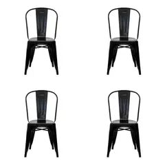 GENERICO - Pack 4 Sillas Diseño Tolix Negro