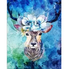 FUN AT HOME LO DIVERTIDO DE ESTAR EN CASA - Diamond Painting Ciervo en Flor 40x30