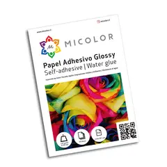 MICOLOR - Papel adhesivo brillante a4 135 g 50 hojas