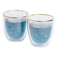 ADAGIO TEAS - Set Vaso Doble Vidrio Estrellas Azules