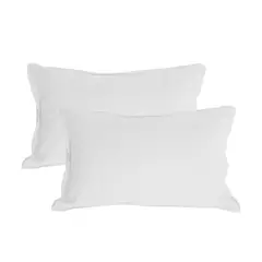 NATURALINO - Set 2 Fundas de Almohada Lino - 50x70 cm - Blanco -