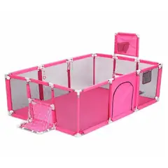 MON PETIT - Corral de Seguridad Bebe 180 Cm. Con Aro y Arco + 50 Pelotitas Rosado