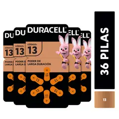 DURACELL - Pack 36 Pilas audífono tamaño 13