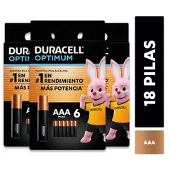 DURACELL - Pack 3 blíster Pila alcalina optimum AAAx6