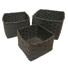 BRIC - Cestas Negras Fibras Set de 3.