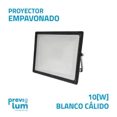 PREVILUM - Proyector LED 10W Empavonado para Exterior Blanco Calido