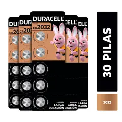 DURACELL - Pack 6 tiras Pila botón 2032 x5ud