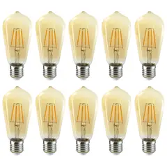MEGABRIGHT - Pack 10 Ampolletas LED E-27 Filamento 6W ST58 SEC