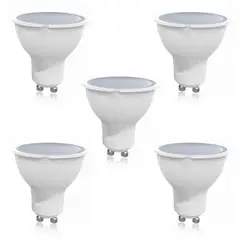 WANT - Pack 5 Ampolletas LED GU-10 7W Ángulo 100° Luz Fría