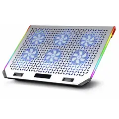 LINKON - Base Ventilador Enfriador Notebook 6 Fans Aluminio Rgb 2 Usb