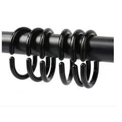 GENERICO - Cortina De Baño Negra Medidas 180x200 + 12 Ganchos Negros