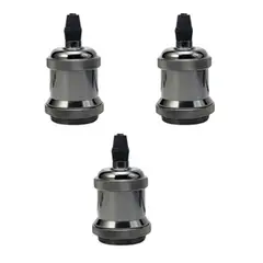 WANT - Pack 3 Soquetes E-27 Retro Plateado Vintage