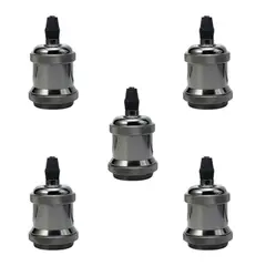 HB LEDS - Pack 5 Soquetes E-27 Retro Plateado Vintage