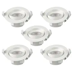 HB LEDS - Pack 5 Foco Basculante LED Embutido Spot 6,5W 3000K Redondo Para Cielo