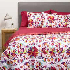 ARTHOME - COMBO 8 PLUMON MEXICO REVERSIBLE ROJO 1.5 PLAZAS