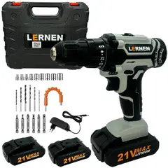 LERNEN - Kit Taladro Destornillador Inalámbrico 21v + 2 Baterías