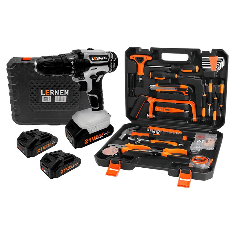 Pack Taladro Inalámbrico 21v 2baterías Set Herramientas a $49.990