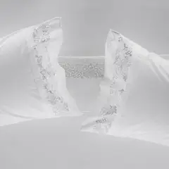 ROSEN - Sábana 300 Hilos Algodón Bordada Blanco Súper King