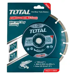 TOTAL TOOLS - Disco Diamantado Segmentado Corte Seco 7 180mm
