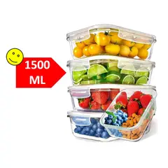 GENERICO - Taper Tupper Hermético Vidrio Comida 1500ml.