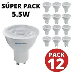 MEGABRIGHT - Ampolleta Gu10 5,5w Dicroica Luz Calida Sec Pack 12