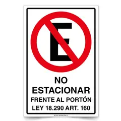 LETREROMANIA - Letrero No Estacionar Frente Al Porton Con Ley 30x20cm Metalico