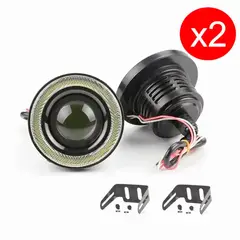 DETODOYMAS - Pack 2 Focos Neblineros Led Ojos De Ángel Rgb + Control - Negro