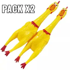 GENERICO - Pack x2 Pollo Juguete De Goma Con Sonido Para Moscotas