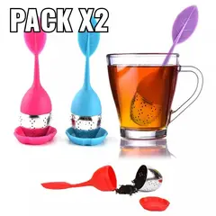 GENERICO - Pack x2 Infusor De Te De Silicona Diseño Hojitas Colores Colador Te