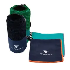 EXPRENEE - Set 3 Toalla Microfibra Natacion Viaje Pack 2 Indigo Turquesa