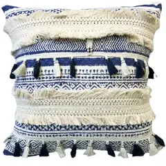 LIVING MARKET - Cojín Azul Boho Flecos 45x45