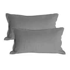 NATURALINO - Set 2 Fundas de Almohada Lino - 50x70 cm - Gris Oscuro -
