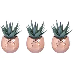 MALLORCA - Set de Suculentas Decorativas Porcelana Cobre 3 Piezas