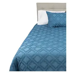 CITADELLE - Funda de plumón Orleans Azul rombos flequillo, 2 plazas