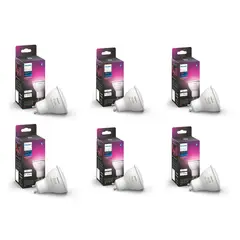 PHILIPS HUE - Pack 6 Ampolletas GU10 White & Color Ambience Zigbee & Bt