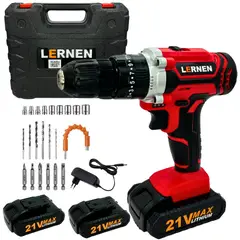 LERNEN - Taladro Percutor Destornillador Inalámbrico 21v + 2 Baterías