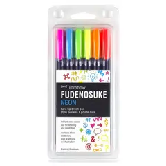 TOMBOW - Set Marcadores Fudenosuke Set 6 Colores Neon